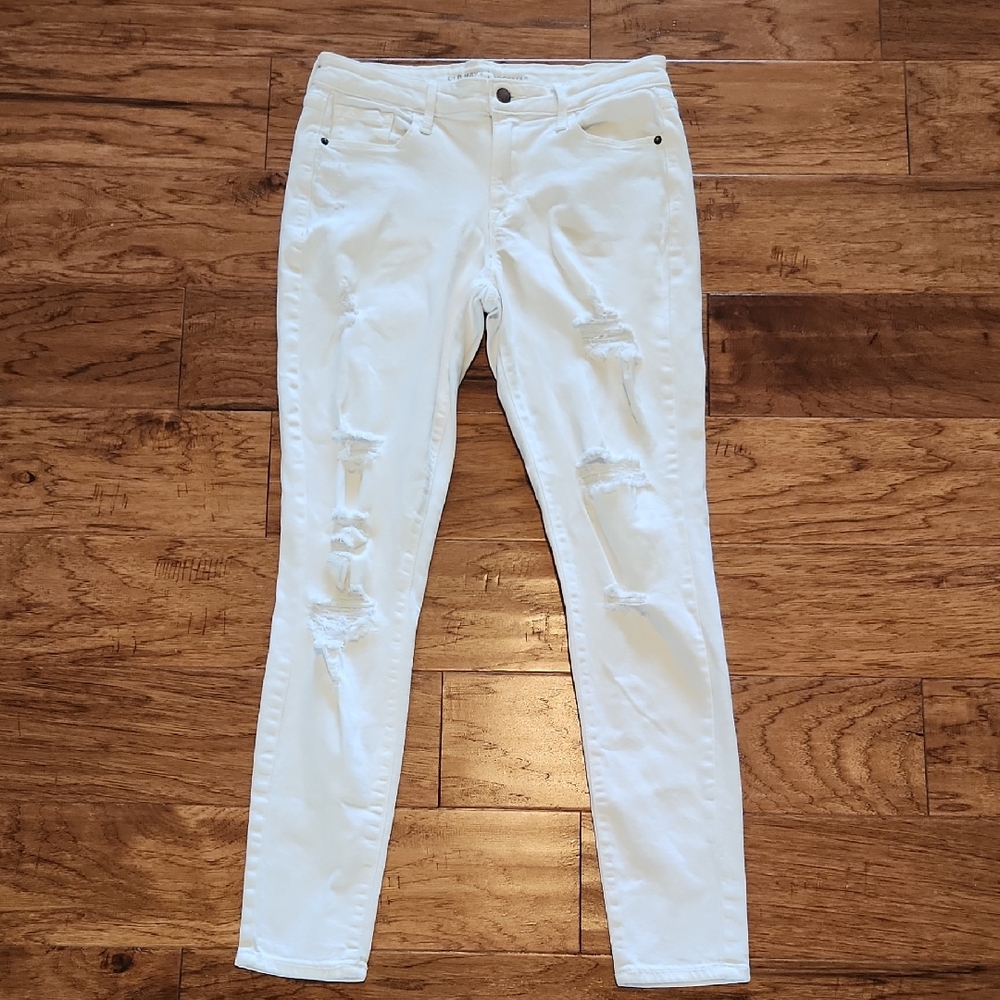Old Navy White Skinny Jeans Rockstar Ripped Mid Rise